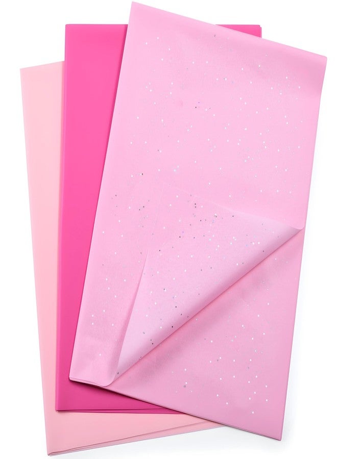 SUNCOLOR Pink Tissue Paper Set, 36 Sheets Glitter and Solid Pink Gift Wrapping Paper, 20 x 20 Inch, 3 Assorted Shades for Crafts, Parties, Wedding Decorations - Image 1