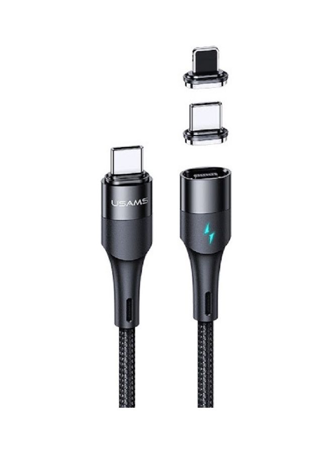 NIBEMINENT 2 IN 1 Type-C To Lightning 20W+Type-C 60W PD Fast Magnetic Design Charge Data Cable Black - Image 1