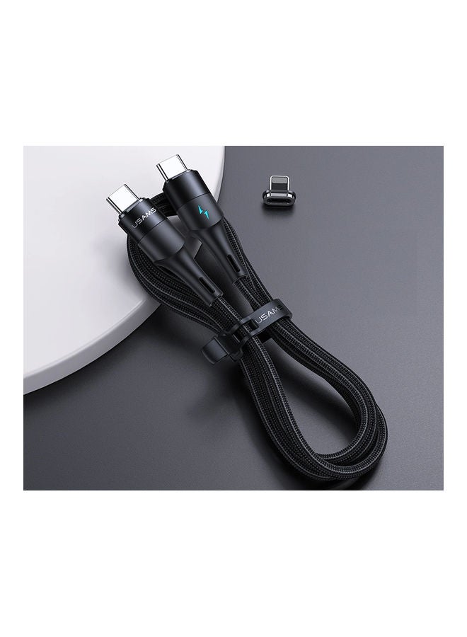 NIBEMINENT 2 IN 1 Type-C To Lightning 20W+Type-C 60W PD Fast Magnetic Design Charge Data Cable Black - Image 3