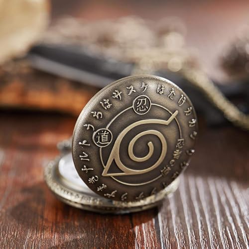FowWelt Vintage Pocket Watch Metal Keychain Retro Clock for Gifting with Key Ring Anti-Rust - Naruto - Image 3
