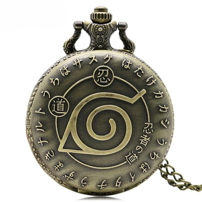 FowWelt Vintage Pocket Watch Metal Keychain Retro Clock for Gifting with Key Ring Anti-Rust - Naruto - Image 1