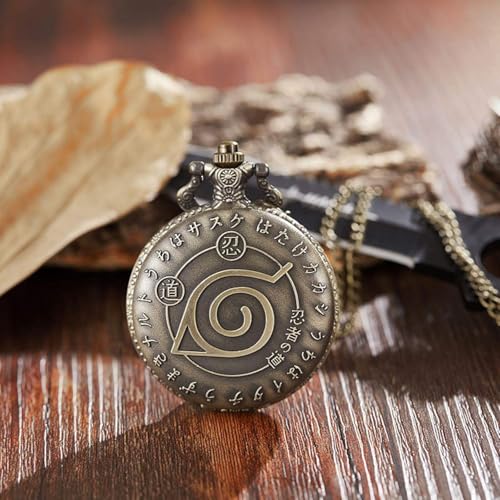 FowWelt Vintage Pocket Watch Metal Keychain Retro Clock for Gifting with Key Ring Anti-Rust - Naruto - Image 4