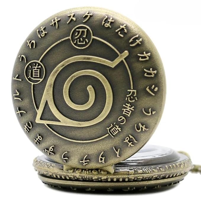 FowWelt Vintage Pocket Watch Metal Keychain Retro Clock for Gifting with Key Ring Anti-Rust - Naruto - Image 5