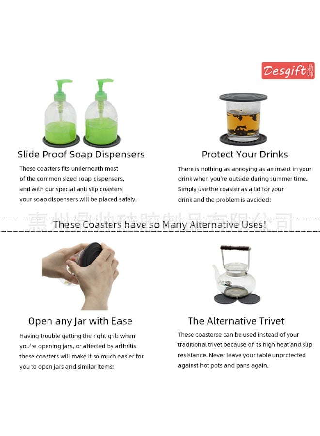 HOMESTAR Set of 6 Silicone Drink Coasters with Holder - Non-Slip Table Protectors for Wood, Marble & Glass Tables, Dishwasher Safe for Easy Cleaning - Image 4