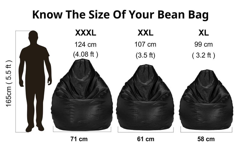 AMICA Bean Bag Cover Leatherette Black Sofa Cover Chair Sturdy Zipper Recliner Bean Bag Cover Organizing Storage Water Resistant Furniture No Filler - Image 5