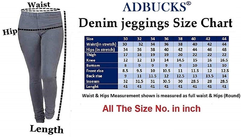 ADBUCKS Women's Denim Slim Fit with Elasticated Waistband Jeggings ( Icy Blue, 30 ) - Image 5