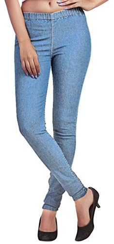 ADBUCKS Women's Denim Slim Fit with Elasticated Waistband Jeggings ( Icy Blue, 30 ) - Image 2