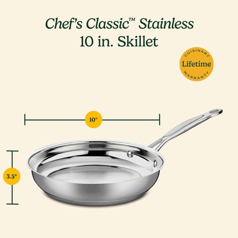 Cuisinart 10-Inch Open Skillet, Chef's Classic Stainless Steel Cookware Collection, 722-24 - Image 4