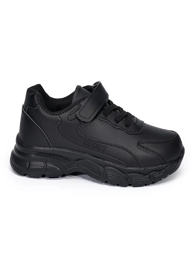 babyqlo Black School Sport Shoes with Velcro for Kids