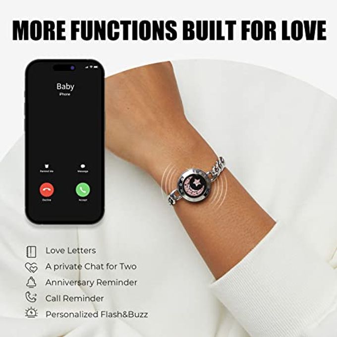 totwoo Touch Bracelets For Couples, Vibration & Light Up For Love Couples Long Distance Relationship Gifts For Girlfriend Bluetooth Pairing Jewelry - Image 3