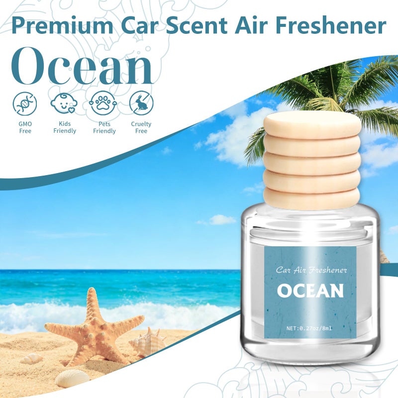 AROIC Car Air Freshener 6 Pack, Long Lasting Fresh Aroma Diffuser Set for Men & Women, Natural Essential Oil Fragrance Diffuser for Removing Odors, Auto Interior Decor Accessories Unisex (Ocean Scent) - Image 4