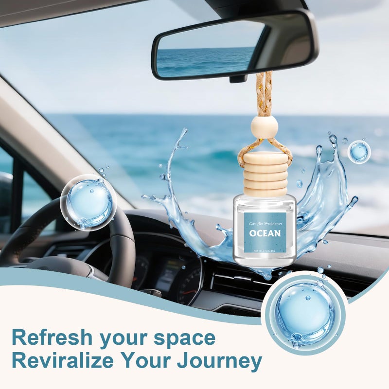 AROIC Car Air Freshener 6 Pack, Long Lasting Fresh Aroma Diffuser Set for Men & Women, Natural Essential Oil Fragrance Diffuser for Removing Odors, Auto Interior Decor Accessories Unisex (Ocean Scent) - Image 5