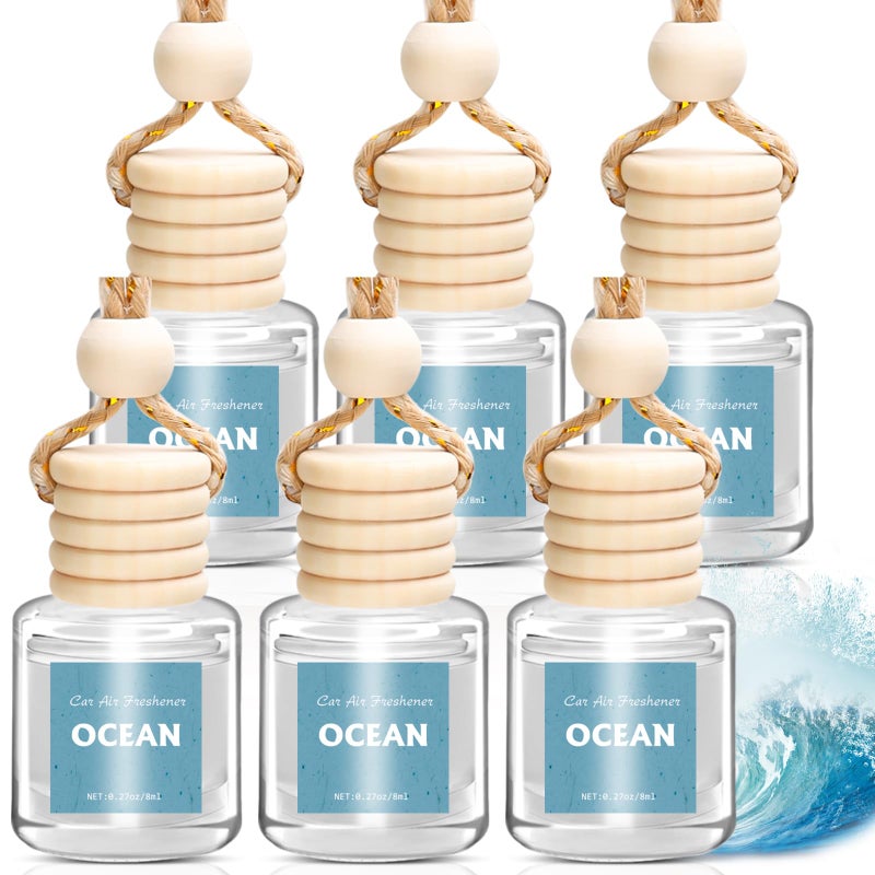 AROIC Car Air Freshener 6 Pack, Long Lasting Fresh Aroma Diffuser Set for Men & Women, Natural Essential Oil Fragrance Diffuser for Removing Odors, Auto Interior Decor Accessories Unisex (Ocean Scent) - Image 1