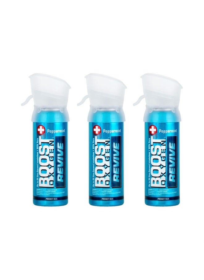 BOOST OXYGEN - Pocket Size Peppermint 3 Liter Canister | All-Natural Respiratory Support for Aerobic Recovery, Altitude, Performance and Health (3 Pack) - Image 1
