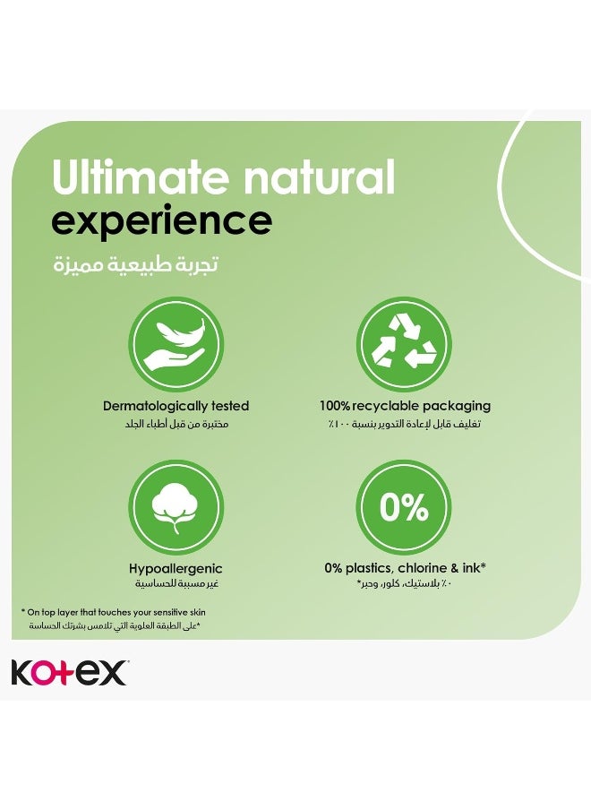Kotex Natural Maxi Protect Thick Pads, 100% Cotton Pad, Super Size with Wings, 50 Sanitary Pads