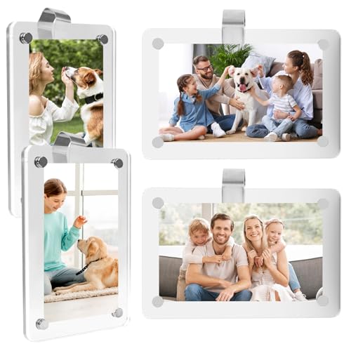 Wanheart 4 Pack Car Sun Visor Photo Holder Acrylic Magnetic Personalized Photo Holder car Picture Frame Personalized Car Accessories That Can Be Used to Add Personal Photos - Image 1