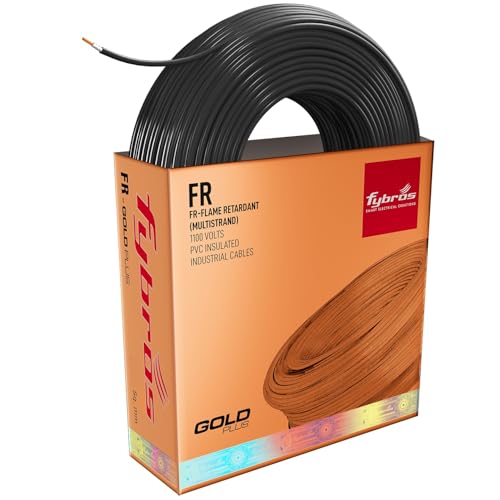 Fybros PVC Insulated 4 Sq Mm Wire| Multistrands FR Black Copper Wires & Cables| Cables For wiring | 4 Sq Mm sqmm Black wire 45 meter| Industrial Wire Cable| Electrical Wire - Image 1