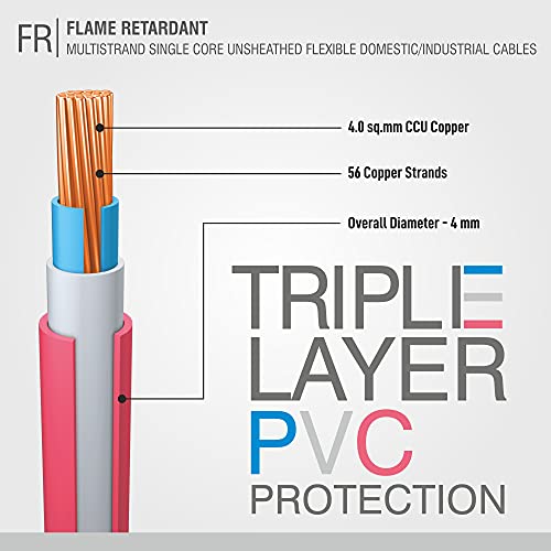 Fybros PVC Insulated 4 Sq Mm Wire| Multistrands FR Black Copper Wires & Cables| Cables For wiring | 4 Sq Mm sqmm Black wire 45 meter| Industrial Wire Cable| Electrical Wire - Image 2