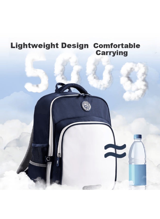 Deli Academy Series Simple Fashion School Backpack For Primary Students Grades 3-6 Blue And White - Image 4