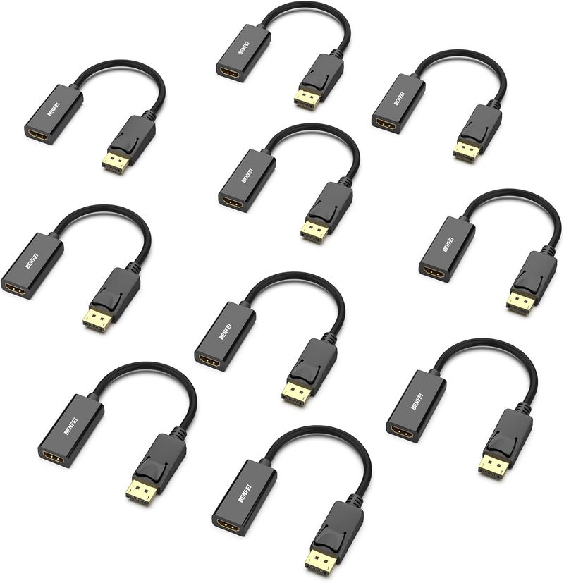 Benfei DisplayPort to HDMI Adapter, 10 Pack Gold Plated DisplayPort/DP from Computer/Laptop to HDMI from Monitor/TV/Projector Converter (Not Bi-Directional, Not Compact with USB Port) - Image 1