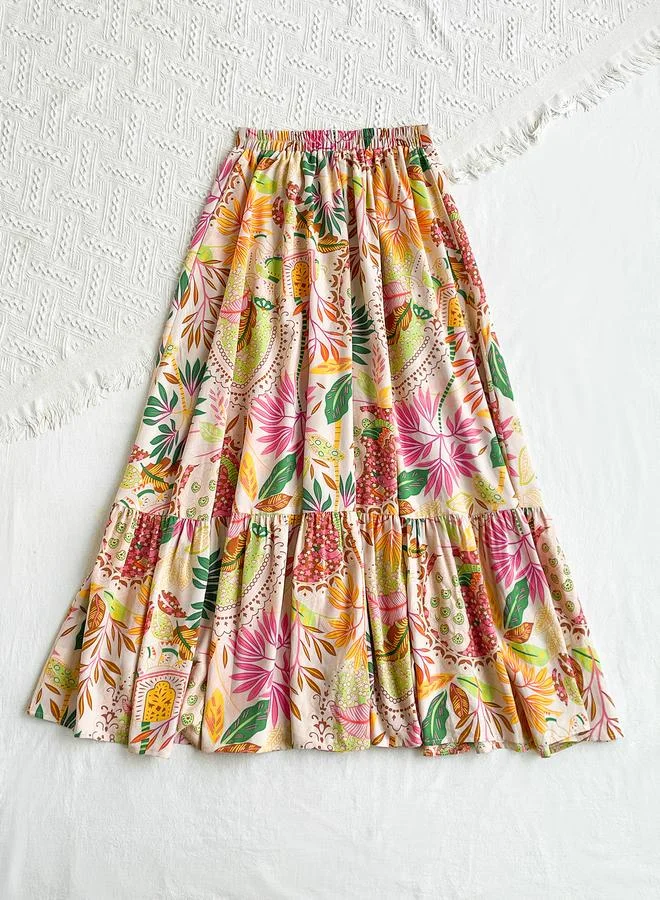 Take Two Take Two All-Over Floral Print Buttoned Maxi Skirt