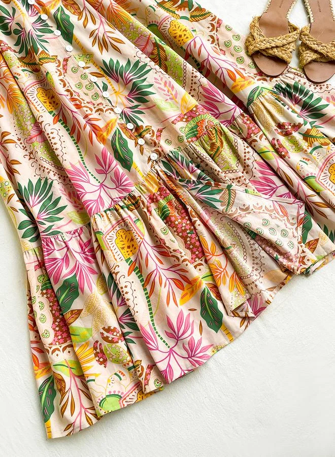 Take Two Take Two All-Over Floral Print Buttoned Maxi Skirt