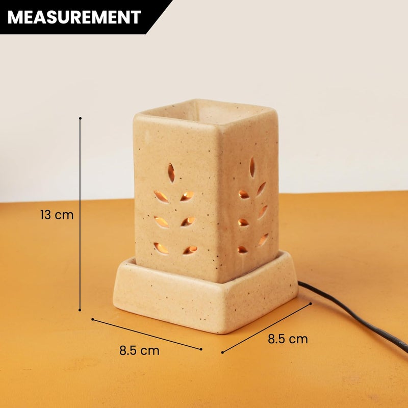 coku Coku Square Pillar Ceramic Aroma Burner Electic Essential Oil Warmer Lamp Aromatherapy Diffuser for Home Oil Burners with 10 ml Fragrance Oil Combo with Lemon Grass Fragrance  - Image 3