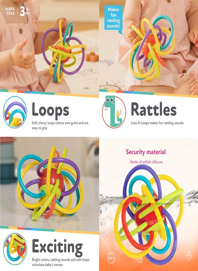Mummy Please Teething Rattle Toy, BPA Free, Silicone Loops with Rattling Sound, Multicoloured (Loopi Toy 2 Pcs) - Image 2