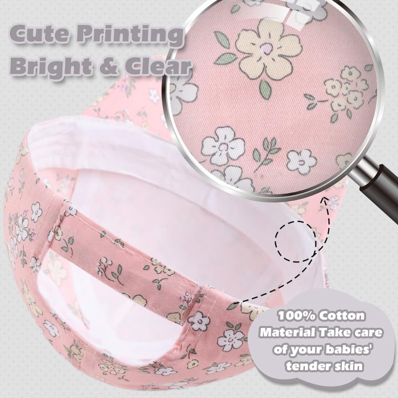 Peecabe Plain Toddler Baseball Hat Unisex Cotton Kids Trucker Hat Adjustable Baby Boys Sun Caps Girls Baseball Cap 1-5Y (52cm(2-4Y), Pink Mix Flower) - Image 4