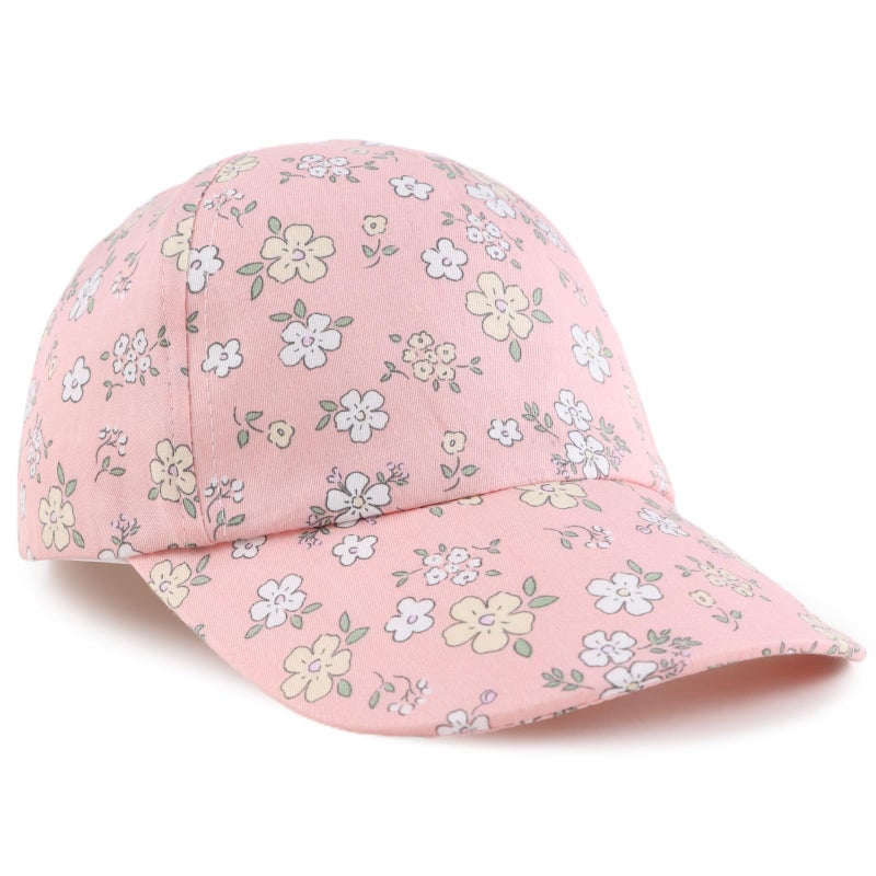 Peecabe Plain Toddler Baseball Hat Unisex Cotton Kids Trucker Hat Adjustable Baby Boys Sun Caps Girls Baseball Cap 1-5Y (52cm(2-4Y), Pink Mix Flower) - Image 1