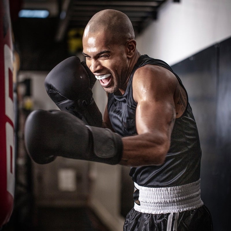 OPRO Gold Level Mouth Guard - Moldable Mouthguard with Premium Comfort Fit, and Multi-Layer Protection for Boxing, MMA, Rugby, Hockey, and Football Mouthpiece â€“ Includes Case (White/Gold, Adult) - Image 5