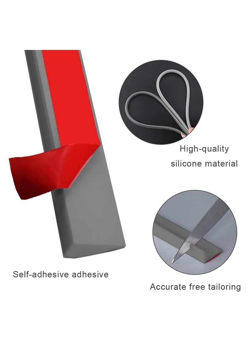 RATSAW Shower Threshold Water Barrier Water Dam Flexible Water Retaining Strip Silicone Water Stopper Strip Wet and Dry Separation Seal 100cm Grey  - Image 5