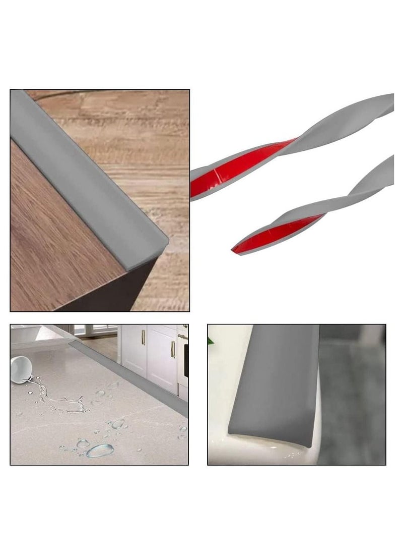 RATSAW Shower Threshold Water Barrier Water Dam Flexible Water Retaining Strip Silicone Water Stopper Strip Wet and Dry Separation Seal 100cm Grey  - Image 4