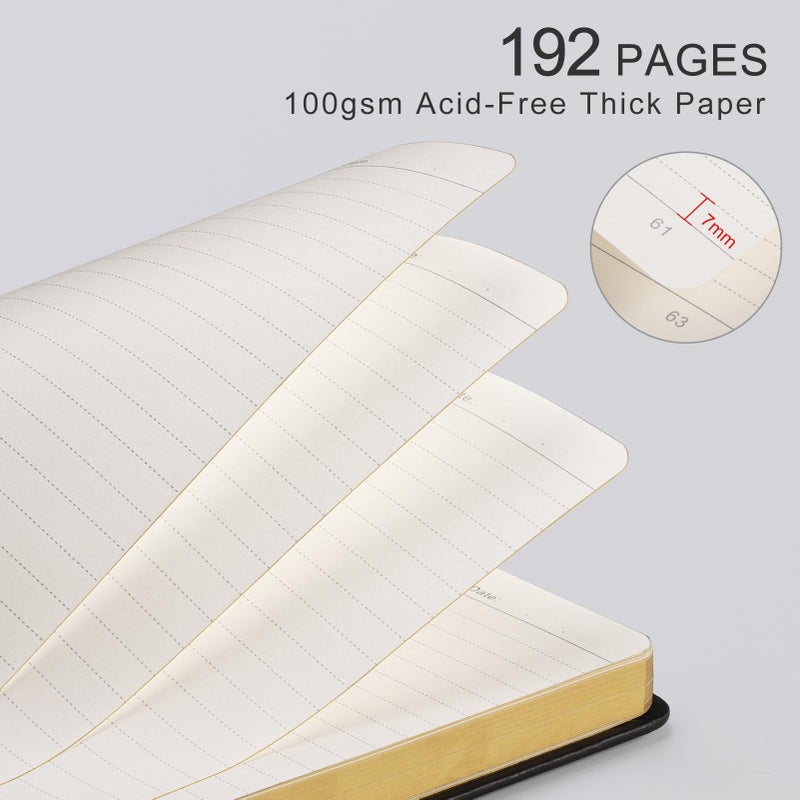 LOAPEM Lined Journal for Women Men, 192 Pages A5 Notebook Journal, Hardcover Notebook with 100Gsm Thick Pages, Leather Note Book for Writing, Travel, Business, Office, Prayer 5.7 x 8.3,Black - Image 5