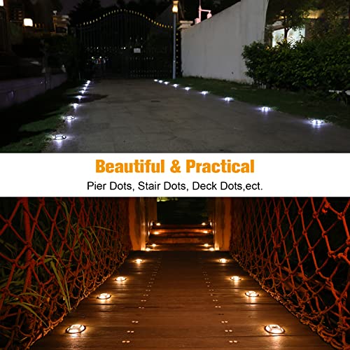 VOLISUN Solar Driveway Dock Marine Lights 8-Pack,2 Colors in 1,Outdoor LED Deck Lights,Solar Powered Waterproof Warning Step Light for Driveway Sidewalk Pathway (White/Warm White) - Image 2