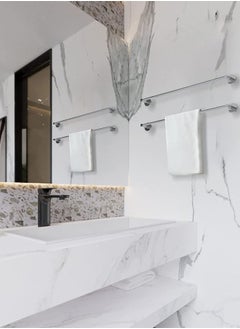 AGD 2pcs Stainless Steel Bathroom Towel Holder Modern Durable Durable Bathroom Accessories Towel Holder Organizer, 55cm (Silver)  - Image 3