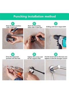 AGD 2pcs Stainless Steel Bathroom Towel Holder Modern Durable Durable Bathroom Accessories Towel Holder Organizer, 55cm (Silver)  - Image 5