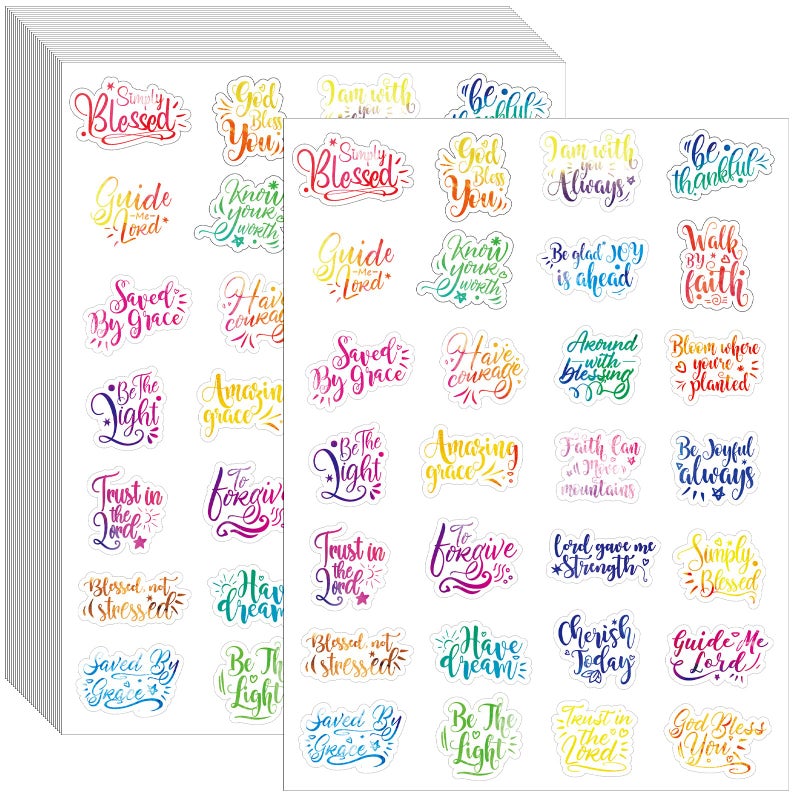 840 Pieces Inspirational Clear Bible Verse Stickers Clear Sticker Motivational Verse Encouraging Scripture Decals Pray Labels for Laptop Bottle Planner Diary Scrapbooks AlbumMulticolor