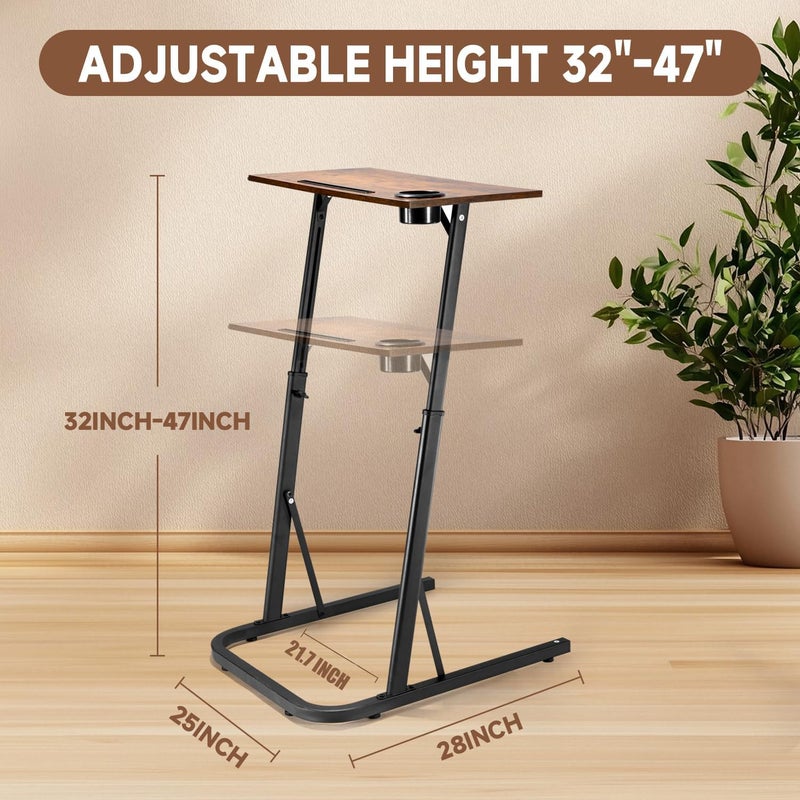 THAILE Adjustable Treadmill Walking Pad Desk, for Bike/Cycling Trainer, Workstation Standing Desk, Trainer Stand Table for Indoor, Treadmill Attachment-Exercise While Working or Watching TV, Rustic Brown - Image 4