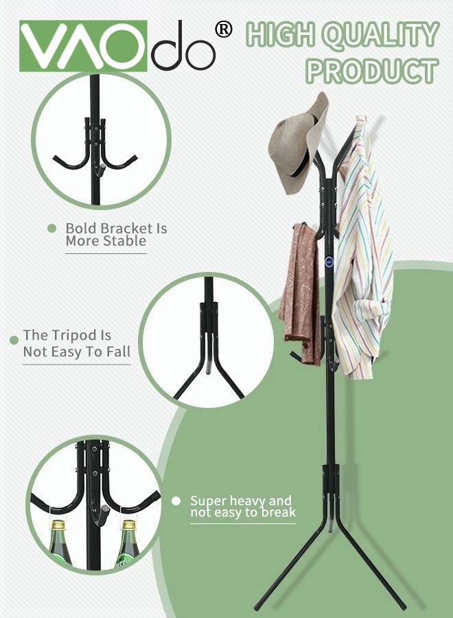 VAOdo Freestanding Coat Rack, Metal Coat Tree with 9 Hooks, Sturdy Hall Tree, Strong Load Bearing, Hat and Coat Rack Stand for Entryway Hallway Living Room Bedroom - Image 2