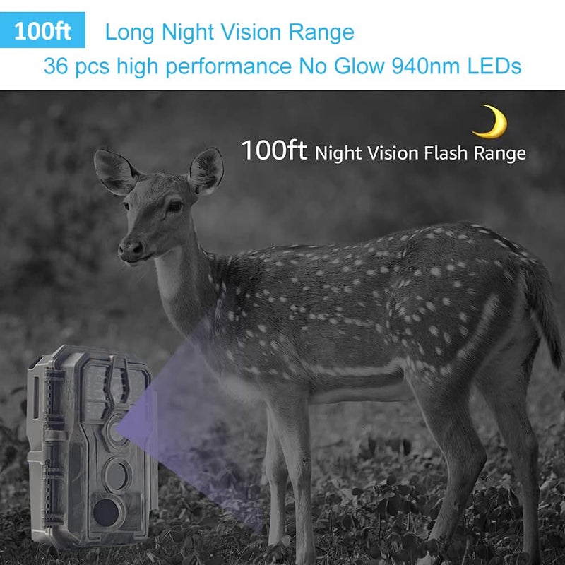 GardePro A50 Trail Camera (Non-Cellular, Non-WiFi), True 4K Video, 0.1s Trigger, 100ft No-Glow Night Vision, Motion Activated Wildlife Camera - Image 5