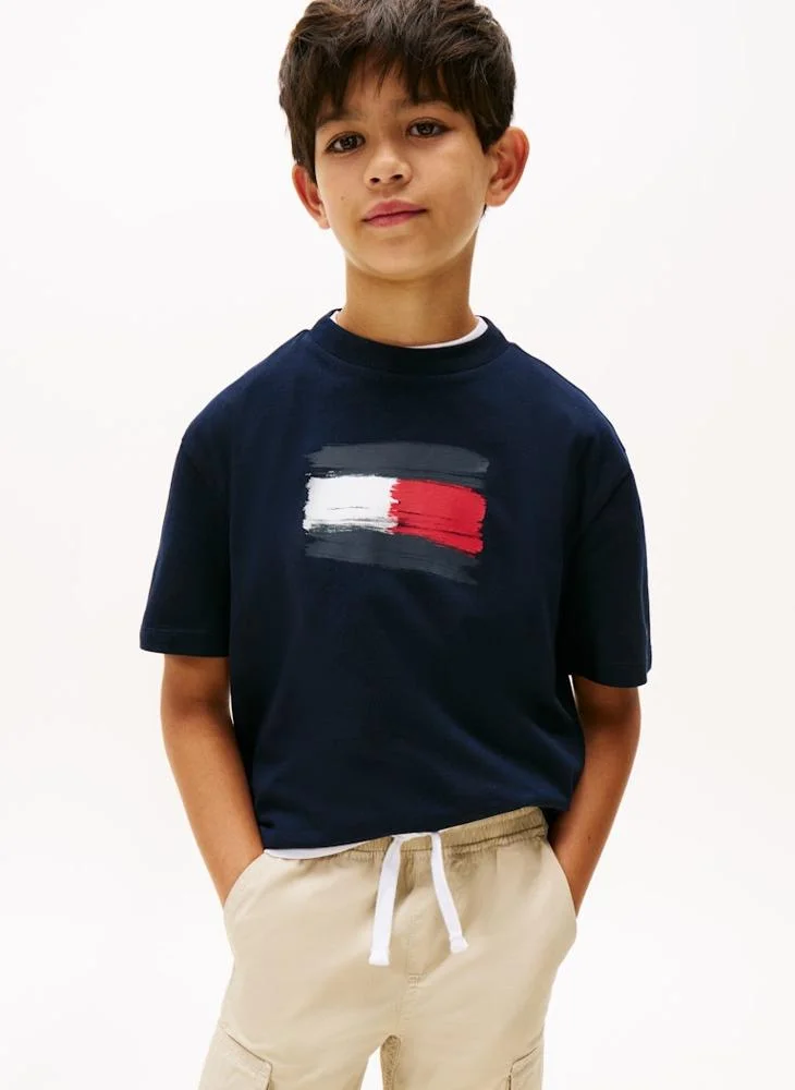 TOMMY HILFIGER Kids Flag Crew Neck T-Shirt