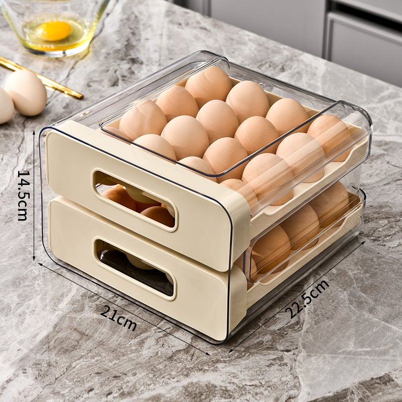 Egg Storage Box, Refrigerator Drawer Organizer, Food-Grade Freshness Keeper