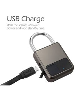 قفل ببصمة الأصبع مقاوم للماء ذكي بدون مفتاح خزانة أمان قفل ببصمة الأصبع مضاد للسرقة USB شحن للأمتعة خزانة الصالة الرياضية
