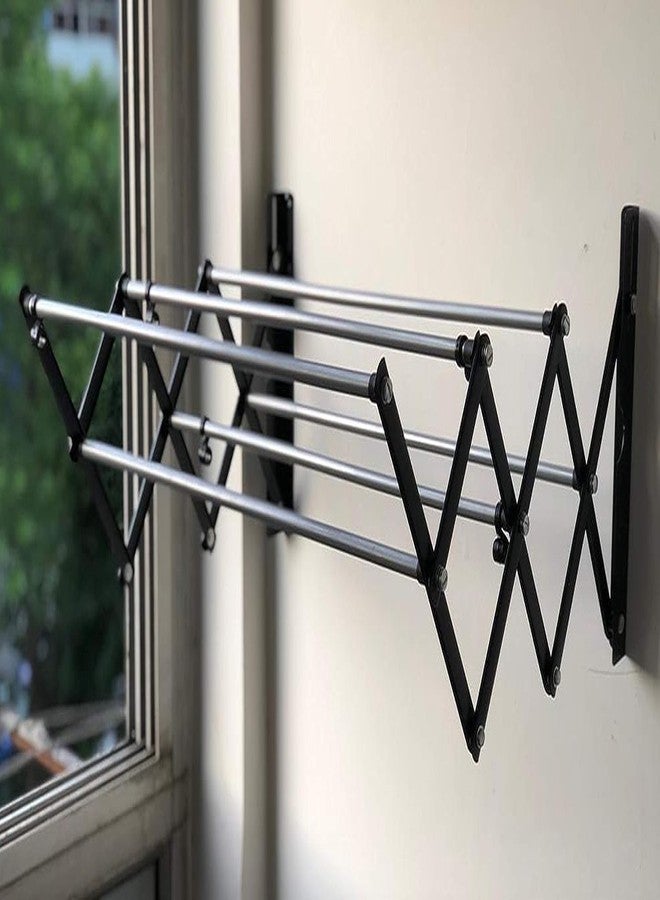 PRETOX Powder Coated Steel Foldable & Rust Proof Wall Mount Cloth Drying Stand Stainless Steel Wall Mounting Foldable Clothe Drying Stand Rack Towel Drying Hanger (Small Mounted Cloth Stand 24''in) - Image 4