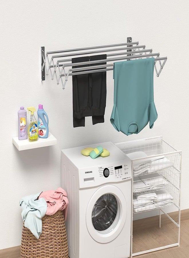 PRETOX Powder Coated Steel Foldable & Rust Proof Wall Mount Cloth Drying Stand Stainless Steel Wall Mounting Foldable Clothe Drying Stand Rack Towel Drying Hanger (Small Mounted Cloth Stand 24''in) - Image 5