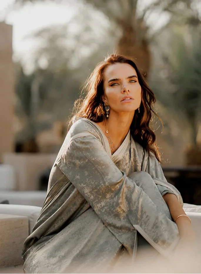 MAISON ARABELLE SOHA OLIVE GREEN KAFTAN