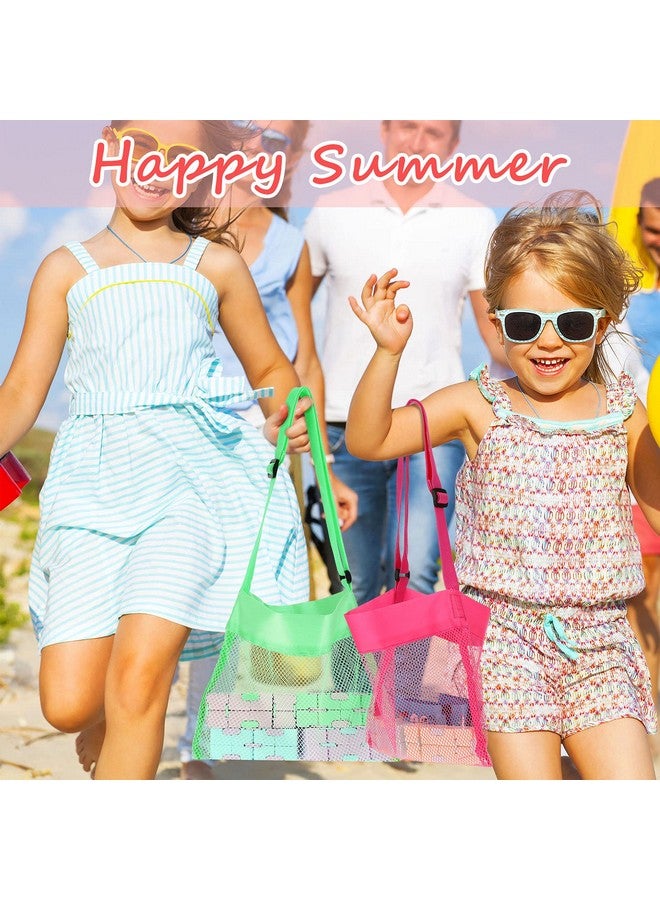 Frienda 15 Pack Mesh Beach Tote Bag 21.6 X 21 X 2 Cm Kids Seashell Bags Colorful Mesh Beach Bags Bag Toys Organizer Shell Collecting Bag For Holding Beach Toys Children' Toys Market Picnic (Classic Style) - Image 3