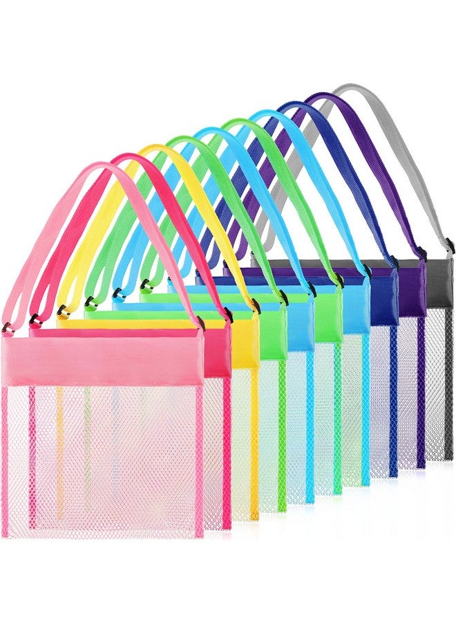 Frienda 15 Pack Mesh Beach Tote Bag 21.6 X 21 X 2 Cm Kids Seashell Bags Colorful Mesh Beach Bags Bag Toys Organizer Shell Collecting Bag For Holding Beach Toys Children' Toys Market Picnic (Classic Style) - Image 2