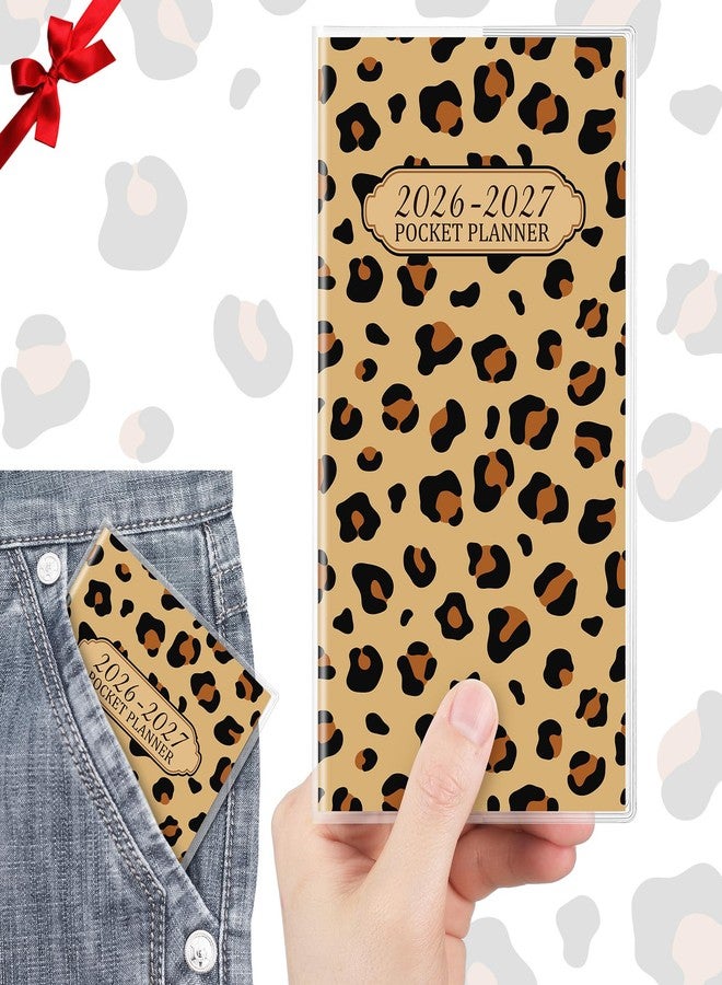 ReliThick 2026 Pocket Calendar for Purse Small Monthly Planner for Women Handy Weekly Pocket Planner Journal Notebook Christmas New Year Gift Sister Friends Women(2026-2027,Leopard) - Image 1